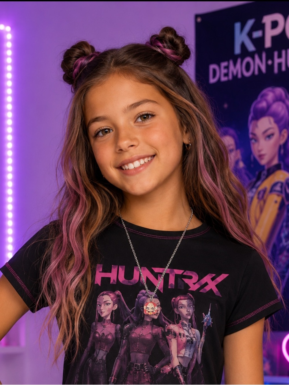 New K-Pop Demon Hunters Theme Necklace with Mira Pendant Huntrix Gift